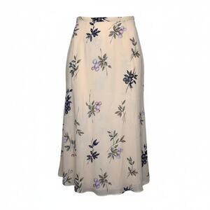 Vintage Norton Mcnaughton Buttercream Yellow Botanical Full Lined Skirt Size 10